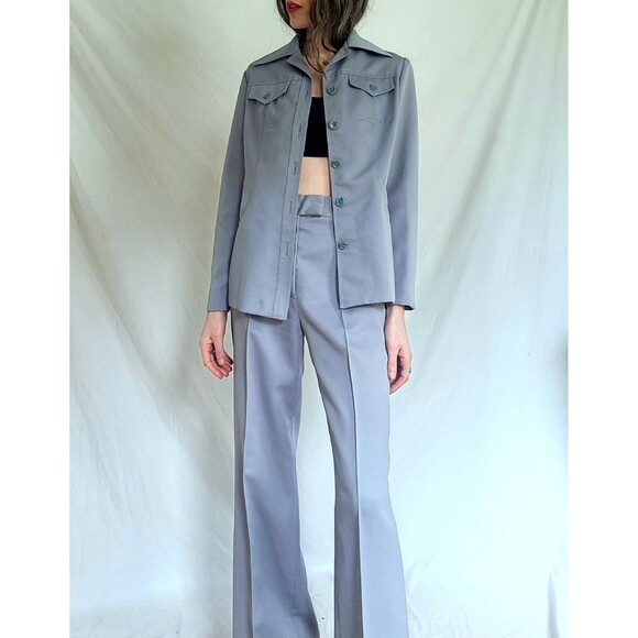 Vintage 1970s Leisure Suit, White Stag, High Waist Wide Leg Pant Suit, S/M - Picture 14 of 16